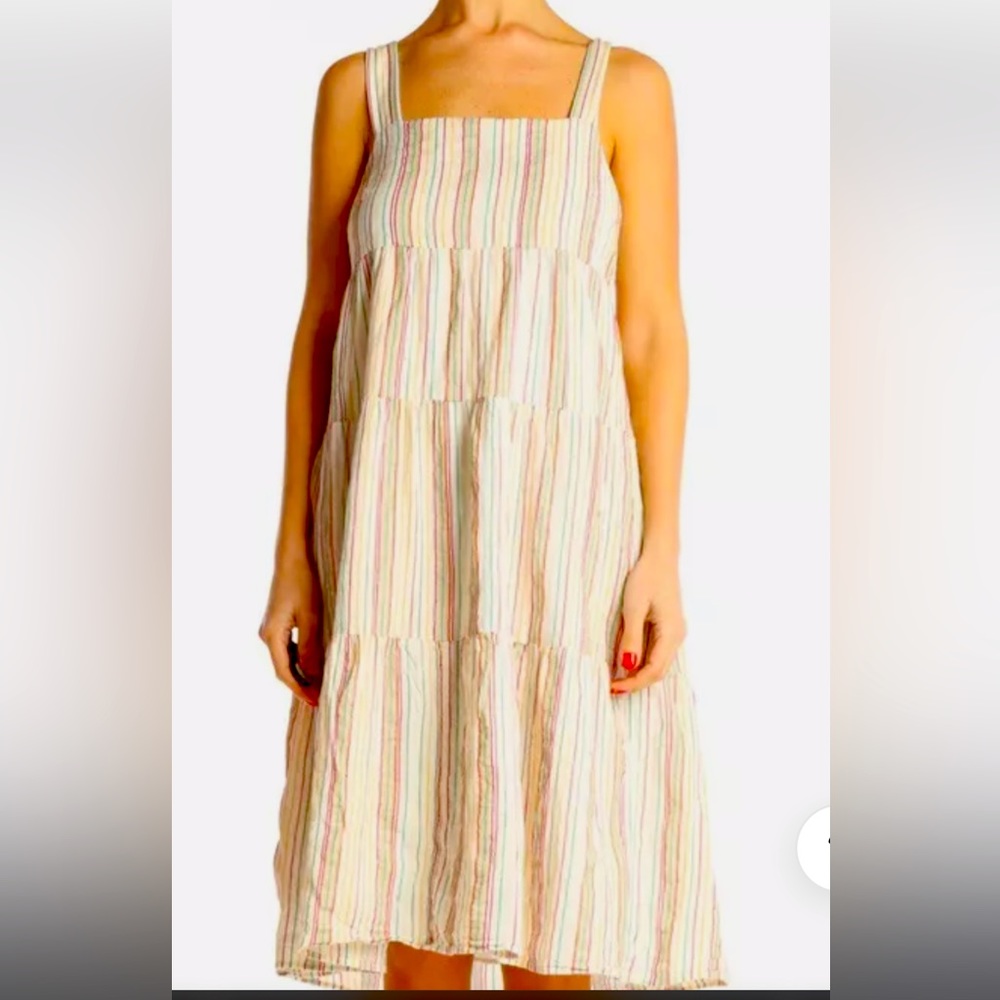 MADEWELL maxi dress w/ rainbow stripes and button back